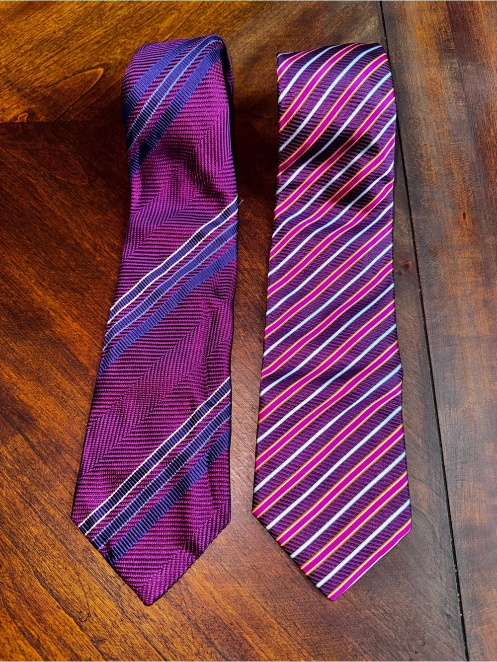Vtg Holland & Sherry London 1836 all silk purple ties. 3.5” widest point.